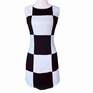 Ya Los Angeles Black & White Checkered Sheath Dress Retro Y2K Women's Small